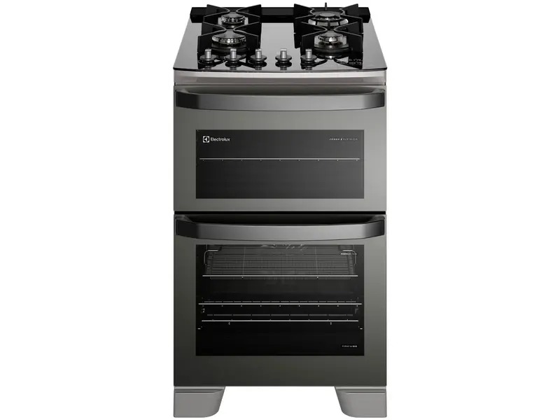 Image of Fogão 4 Bocas Electrolux Cinza Duplo Forno
